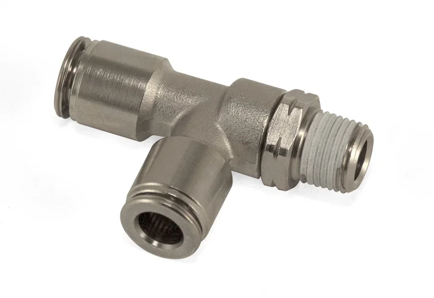 Air Lift 21841, Run Tee- Male 1/8" NPT X 1/4" Tube X 1/4" Tube