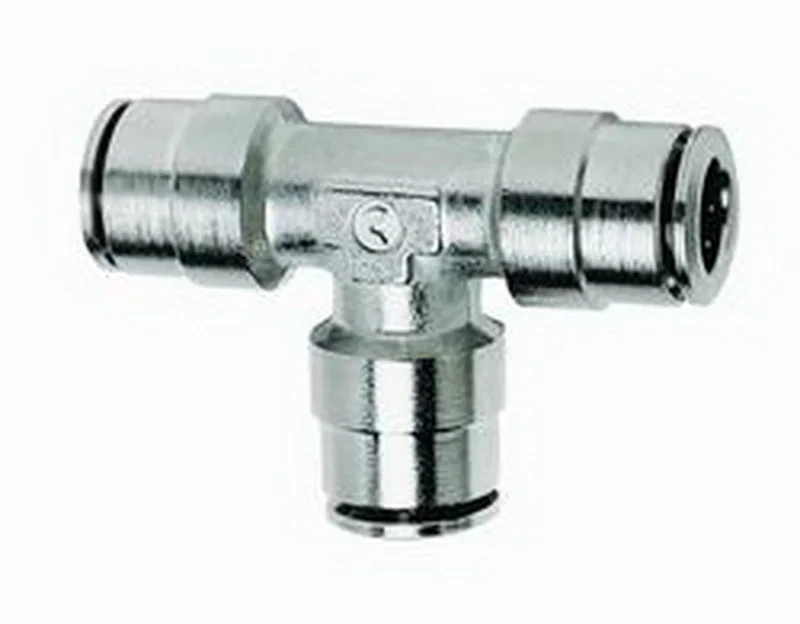 Firestone 3025, Union Tee 1/4in. Nickel Push-Lock Air Fitting - 25 Pack (WR17603025)