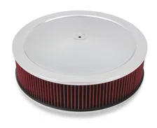 4150 Drop Base Air Cleaner Chrome w/4" Red Washable Gauze Filter image 1