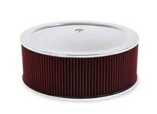 4500 Drop Base Air Cleaner Chrome w/6" Red Washable Gauze Filter image 1