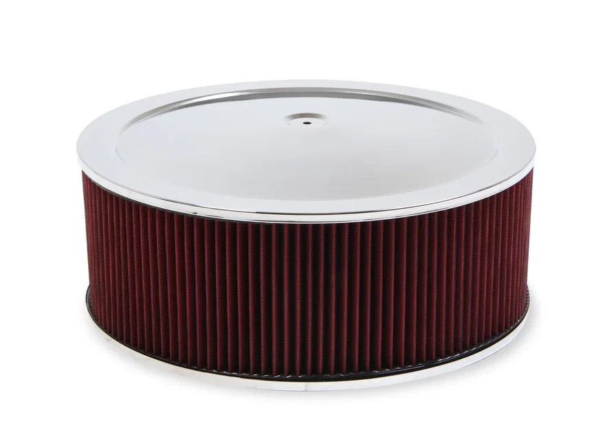 4500 Drop Base Air Cleaner Chrome w/6" Red Washable Gauze Filter