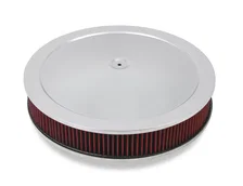 4150 Drop Base Air Cleaner Chrome w/3" Red Washable Gauze Filter image 1