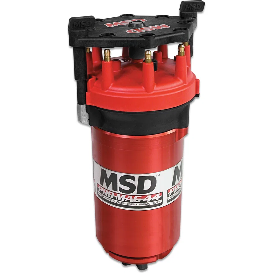 MSD 8130, Pro Mag 44 Amp Generator, CW Rotation, Red, Standard Cap, Band Clamp