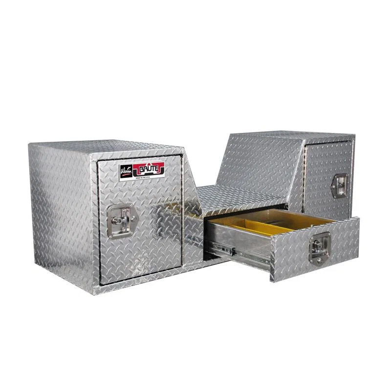 Westin 80-RB257D, Brute V Shape Goose Neck 5th Wheel 57in Tailgate Box 1 Drawer/2 Swing Doors - Aluminum
