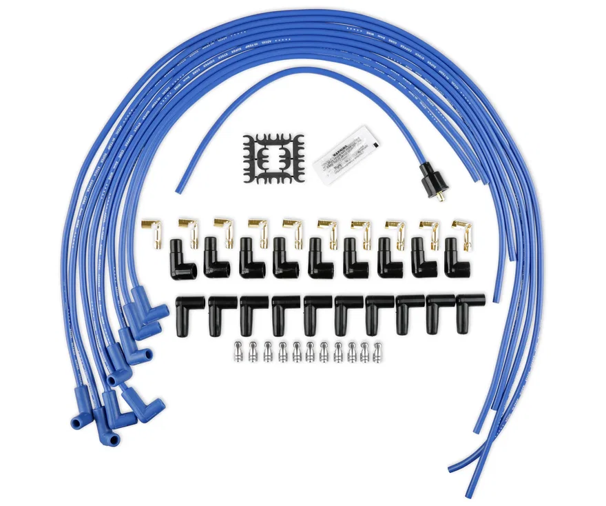 ACCEL 4039B, SuperStock 4000 Series V8 Wires, Copper Core, 8mm Blue w/90° Blue Boots