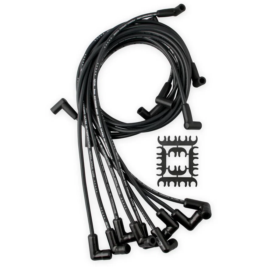 ACCEL 9018CK, Spark Plug Wire Set - Chevy Small Block- HEI 75-86 Wires Under Manifold-Black