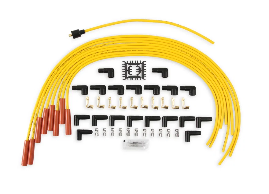 ACCEL 4040, Spark Plug Wire Set - 8mm - Yellow with Orange Straight Boots