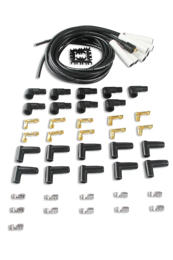 ACCEL 9000C, Spark Plug Wire Set - Universal - 180 Deg White Ceramic Boots