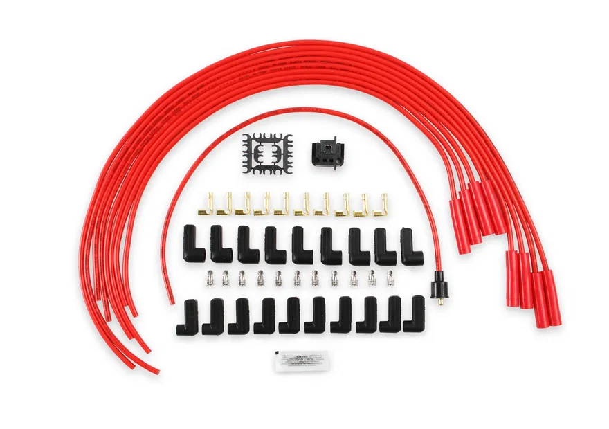 ACCEL 5040R, Spark Plug Wire Set - 8mm - Universal - Red Wire with Red Straight Boots