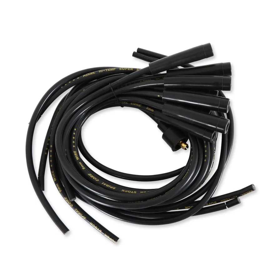 ACCEL 5040K, Spark Plug Wire Set - 8mm - Universal - Black Wire with Black Straight Boots