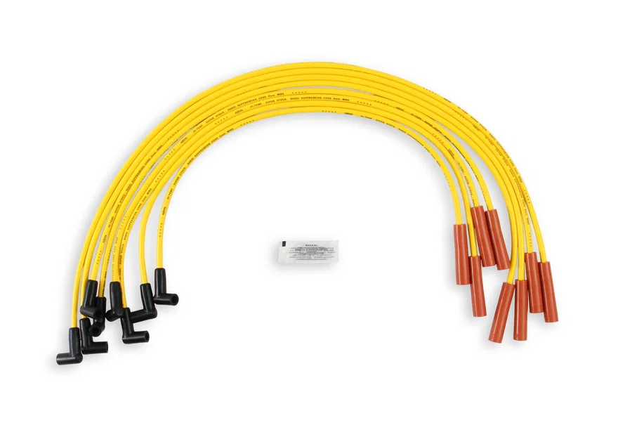 ACCEL 4053, Spark Plug Wire Set - Super Stock Graphite Core 8mm - GM V8 1975-90 - Yellow
