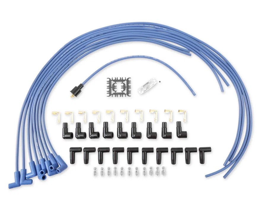 ACCEL 4041B, Spark Plug Wire Set- 8mm - Blue Wire with Blue 90 Deg Boots