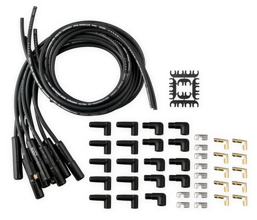 ACCEL 9000CK, Spark Plug Wire Set - Universal - 180 Deg Black Ceramic Boots