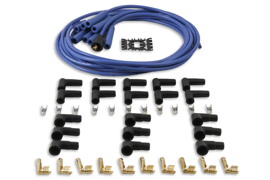 ACCEL 4040B, Spark Plug Wire Set- 8mm - Blue Wire with Blue Straight Boots