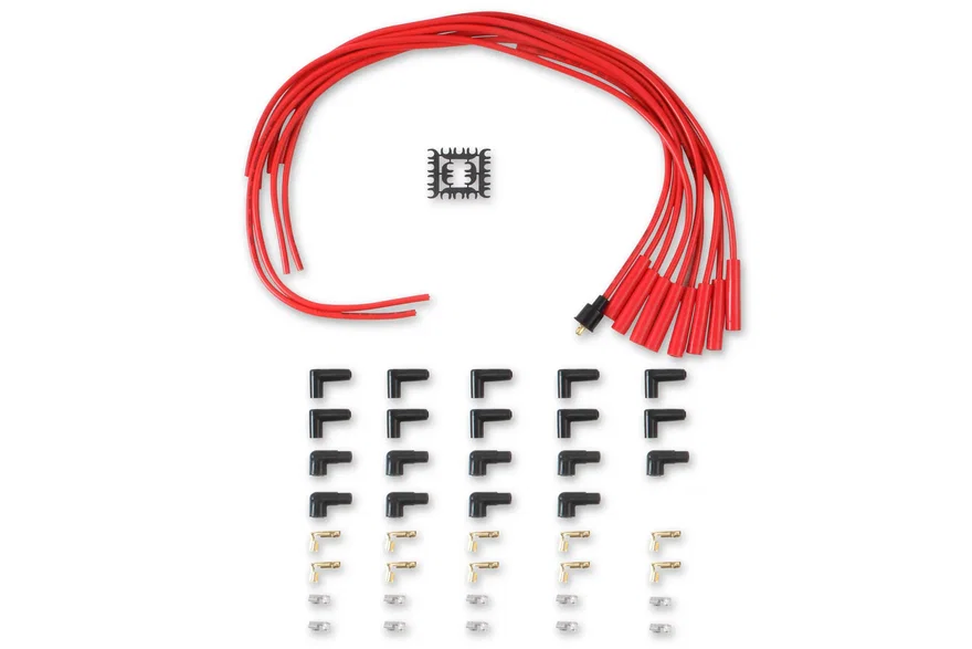 ACCEL 4040R, Spark Plug Wire Set- 8mm -  Red Wire with Red Straight Boots