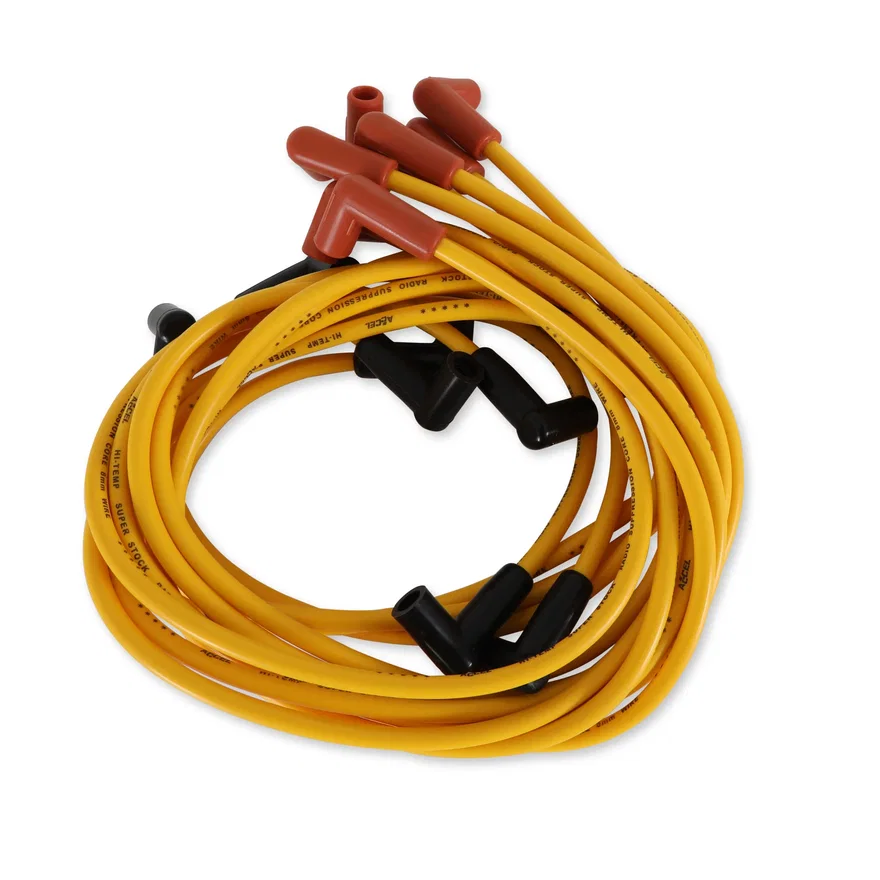 ACCEL 4050, Spark Plug Wire Set- Super Stock Graphite Core 8mm-Chevy 5.0/5.7L 1975-82-Yellow