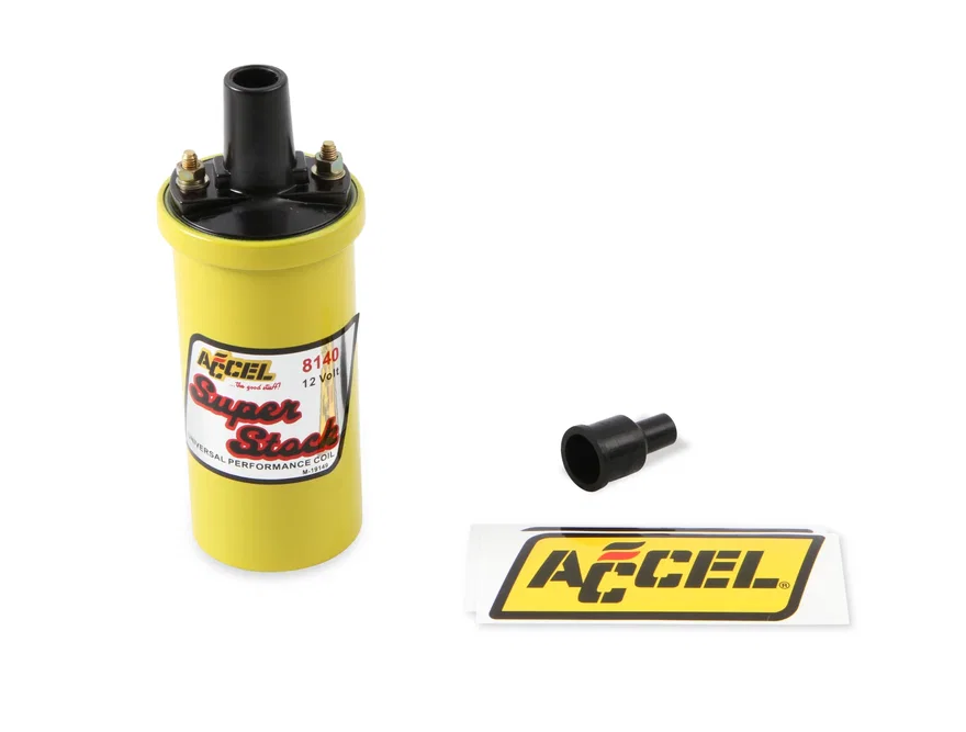 ACCEL 8140, Ignition Coil - Yellow - 42000v 1.4 ohm primary - Points - up to 6500 RPM