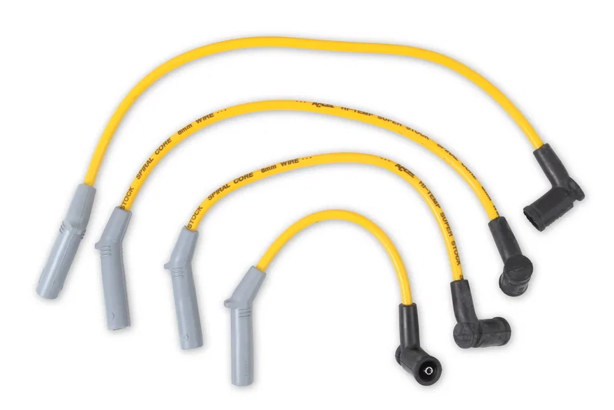 ACCEL 5153, Spark Plug Wire Set - Super Stock Spiral 8mm - 77-80 Ford Fiesta - Yellow