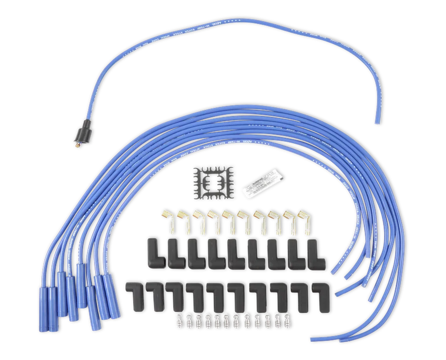 ACCEL 5040B, Spark Plug Wire Set - 8mm - Universal - Blue Wire with Blue Straight Boots