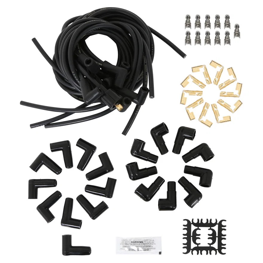 ACCEL 4041K, Spark Plug Wire Set- 8mm - Black Wire with Black 90 Deg Boots