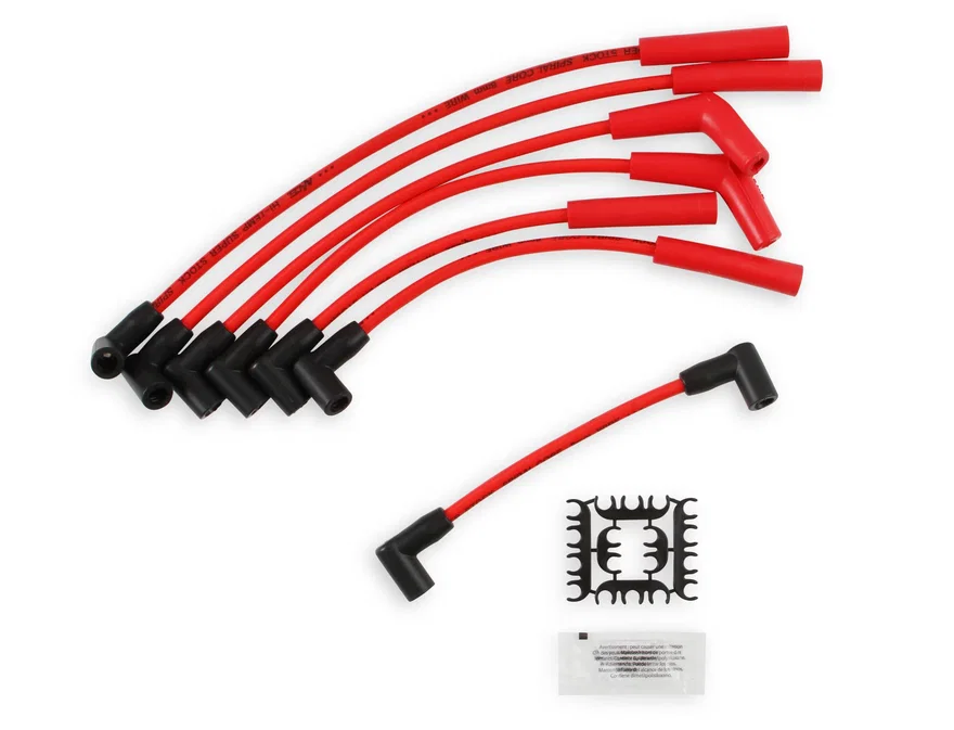 ACCEL 5129R, Spark Plug Wire Set - Super Stock Spiral Core 8mm - Jeep L6 - Red