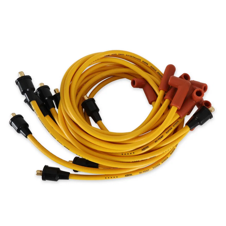 ACCEL 4042, Spark Plug Wire Set- Super Stock Graphite Core 8mm- Chevy/ GMC V8 1955-74-Yellow