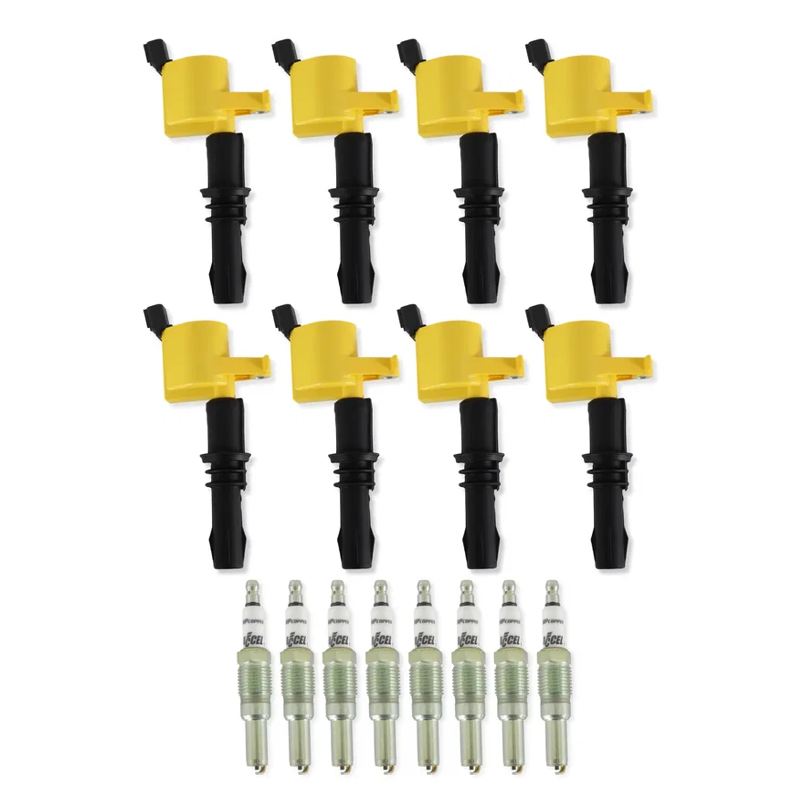 ACCEL 811433, Ignition Upgrade Kit- 2004-2008 Ford 4.6L/5.4L/6.8L 3-valve, yellow 8-pack