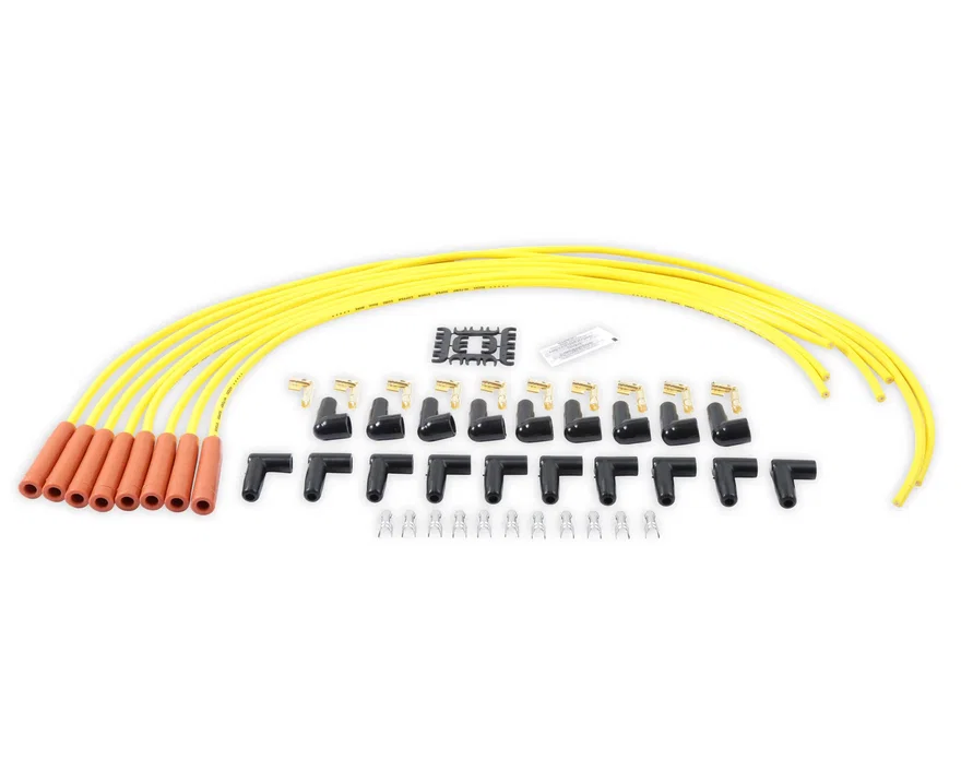 ACCEL 4038, SuperStock 4000 Series V8 Wires, Copper Core, 8mm Yellow w/Orange Straight Boots