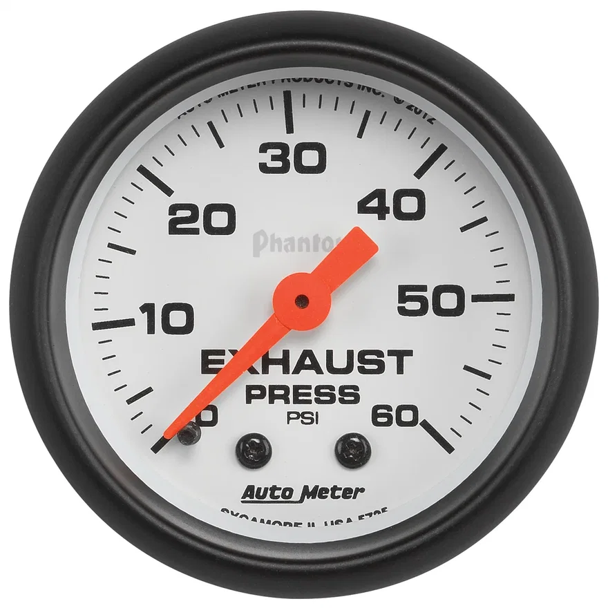 AutoMeter 5725, GAUGE; EXHAUST PRESS; 2 1/16in.; 60PSI; MECHANICAL; PHANTOM