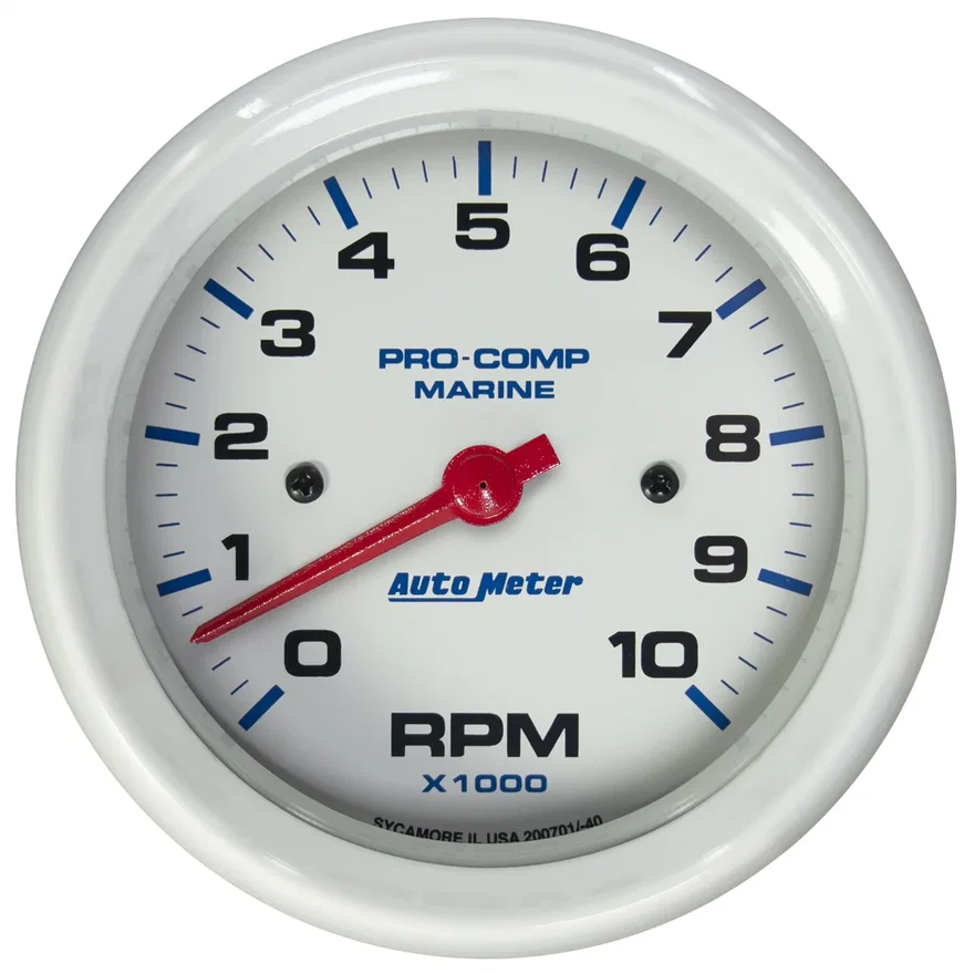AutoMeter 200701, GAUGE; TACHOMETER; 3 3/8in.; 10K RPM; MARINE WHITE