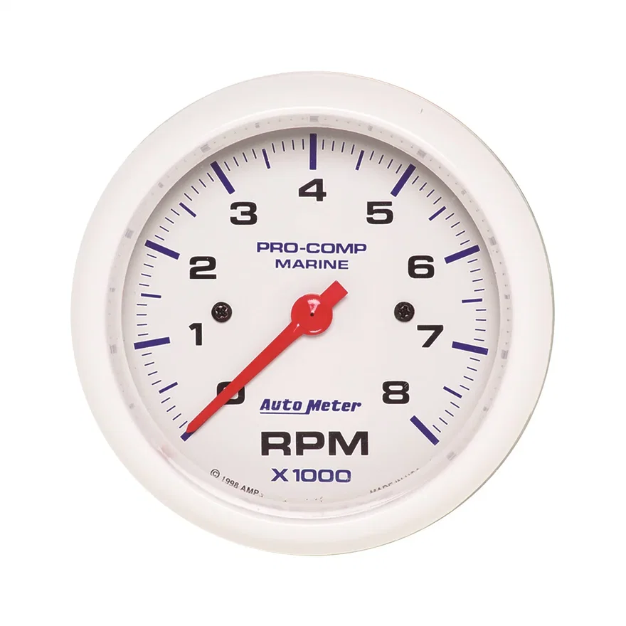 AutoMeter 200779, GAUGE; TACHOMETER; 3 3/8in.; 8K RPM; MARINE WHITE