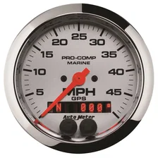 GAUGE; SPEEDOMETER; 3 3/8in.; 50MPH; GPS; MARINE CHROME image 1