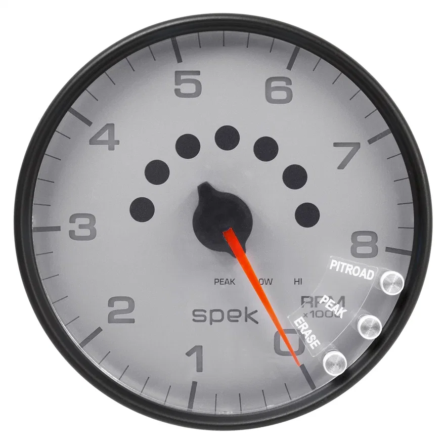 AutoMeter P23822, GAUGE; TACHOMETER; 5in.; 8K RPM; W/SHIFT LIGHT/PEAK MEM; SILVER/BLACK; SPEK-PRO