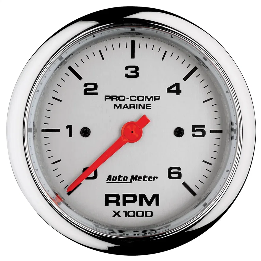 AutoMeter 200752-35, GAUGE; TACHOMETER; 3 3/8in.; 6K RPM; MARINE CHROME