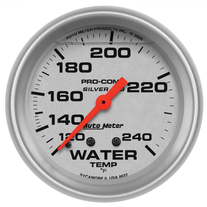 GAUGE; WATER TEMP; 2 5/8in.; 120-240deg.F; LIQUID FILLED MECH; ULTRA-LITE
