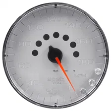 GAUGE; SPEEDOMETER; 5in.; 180 MPH; ELEC. PROGRAMMABLE; SILVER/CHROME; SPEK-PRO image 1