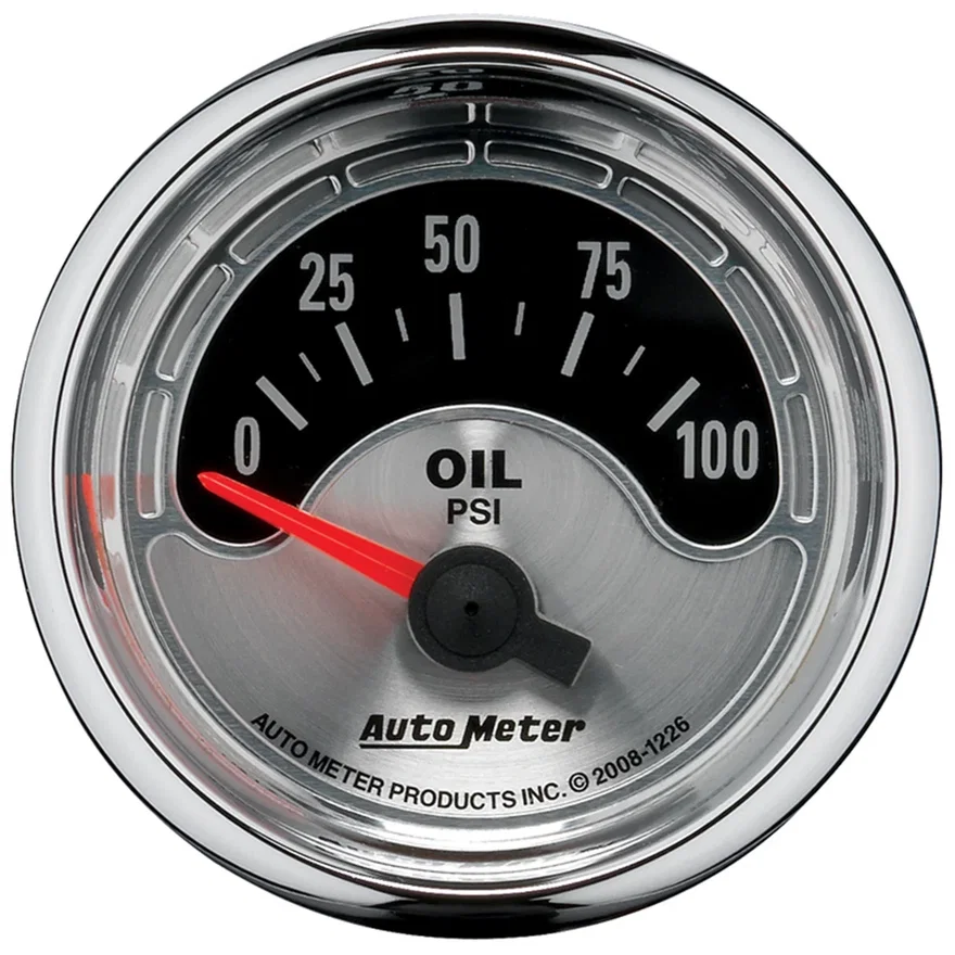 GAUGE; OIL PRESS; 2 1/16in.; 100PSI; ELEC; AMERICAN MUSCLE