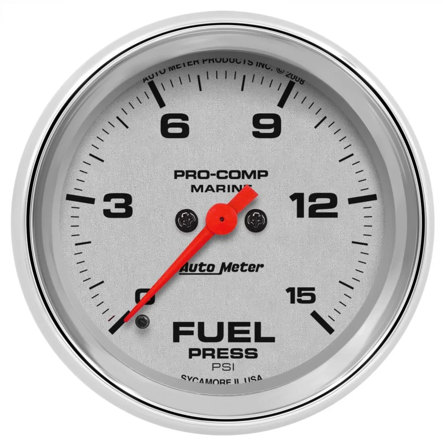 AutoMeter 200849-35, GAUGE; FUEL PRESSURE; 2 5/8in.; 15PSI; DIGITAL STEPPER MOTOR; MARINE CHROME