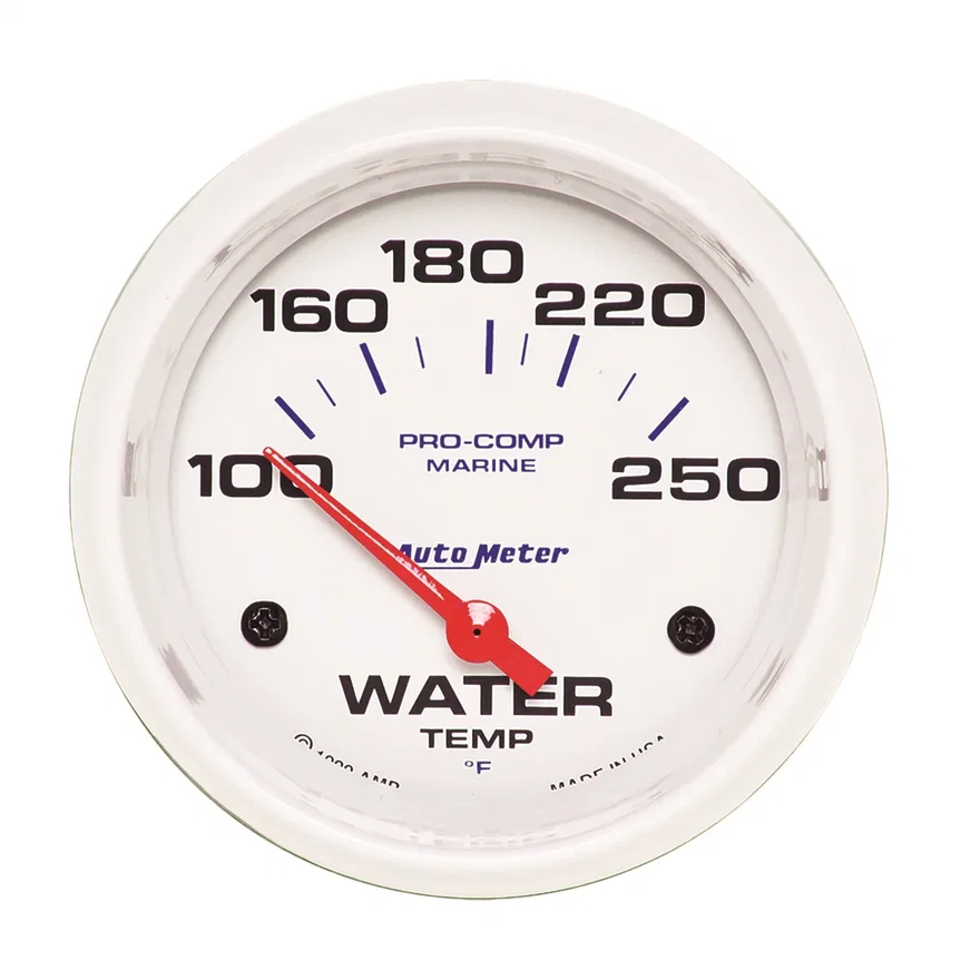 AutoMeter 200763, GAUGE; WATER TEMP; 2 5/8in.; 100-250deg.F; ELECTRIC; MARINE WHITE