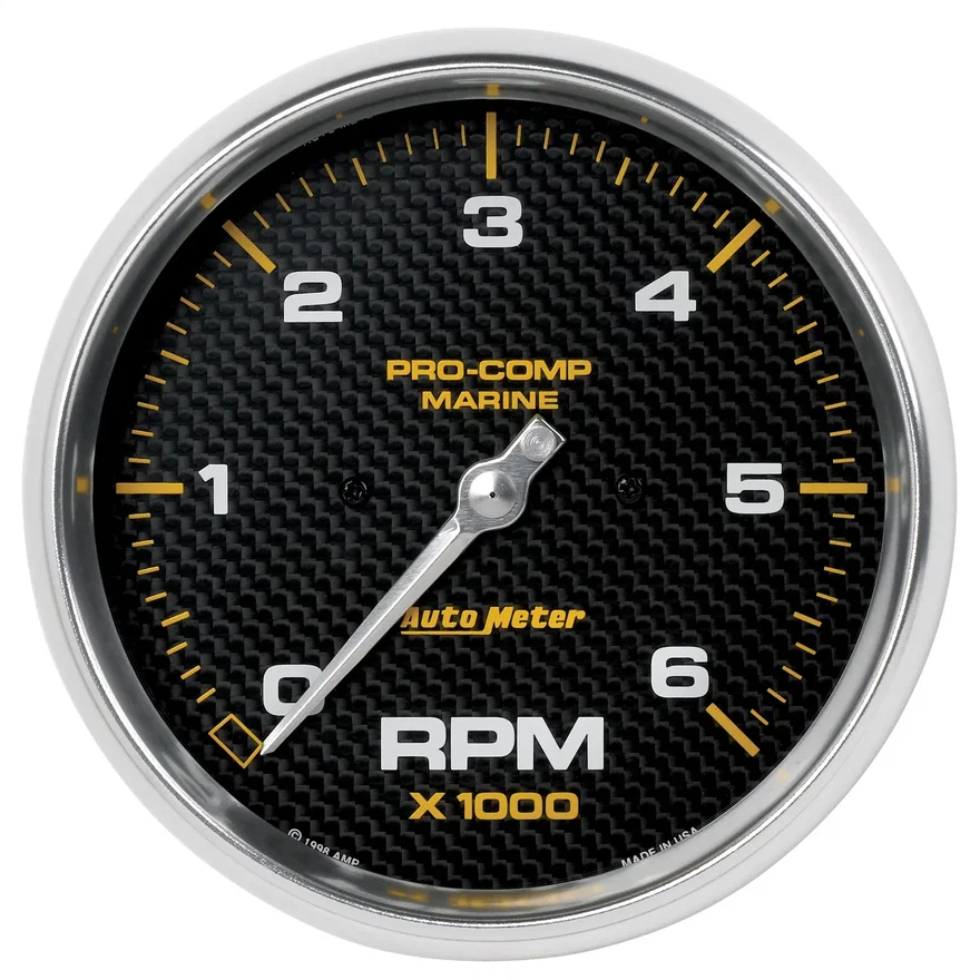 AutoMeter 200750-40, GAUGE; TACHOMETER; 5in.; 6K RPM; MARINE CARBON FIBER