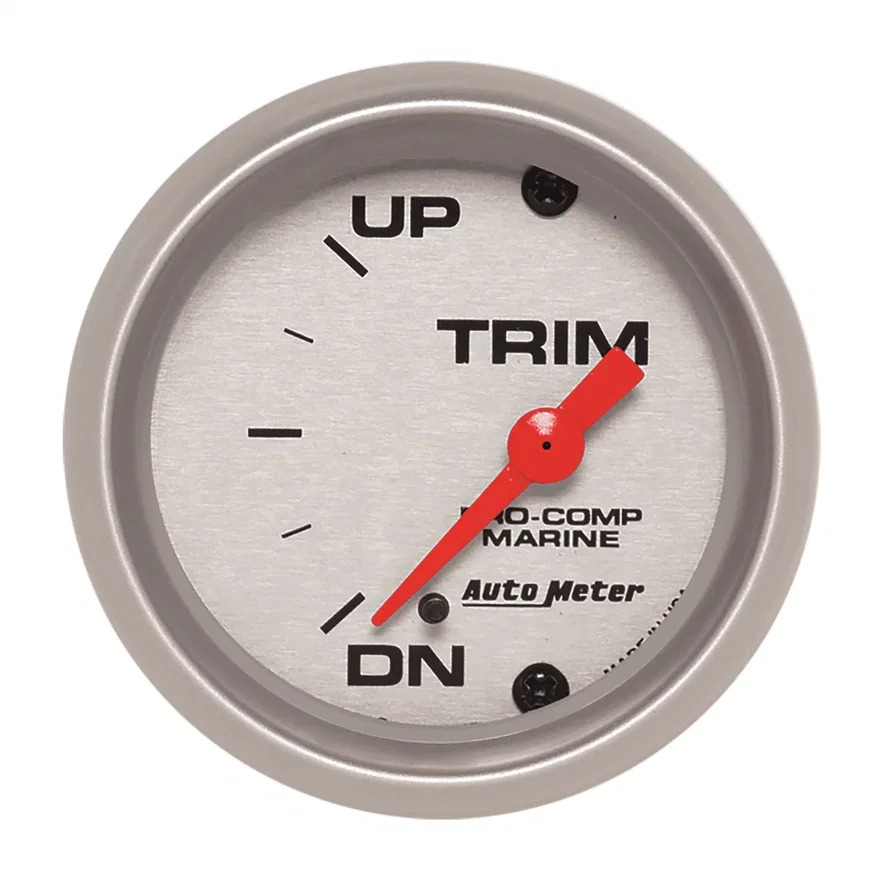 AutoMeter 200766-33, GAUGE; TRIM LEVEL; 2 1/16in.; 0ODOWN-90OUP; ELECTRIC; MARINE SILVER