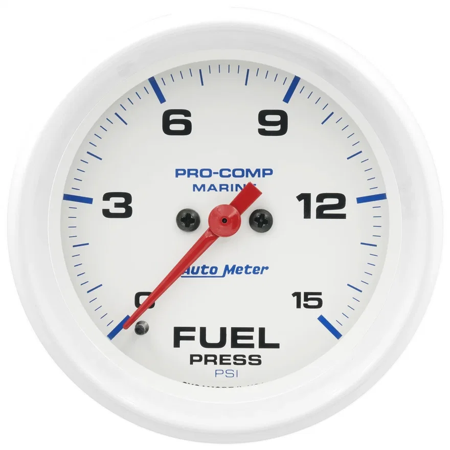 AutoMeter 200849, GAUGE; FUEL PRESSURE; 2 5/8in.; 15PSI; DIGITAL STEPPER MOTOR; MARINE WHITE