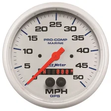 GAUGE; SPEEDOMETER; 5in.; 50MPH; GPS; MARINE WHITE image 1