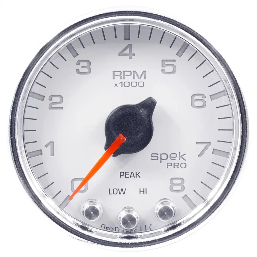 AutoMeter P33411, GAUGE; TACH; 2 1/16in.; 8K RPM; W/SHIFT LIGHT/PEAK MEM; WHT/CHRM; SPEK-PRO