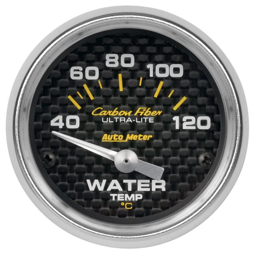 AutoMeter 4737-M, GAUGE; WATER TEMP; 2 1/16in.; 40-120deg.C; ELECTRIC; CARBON FIBER
