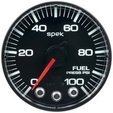 GAUGE; FUEL PRESS; 2 1/16in.; 100PSI; STPR MTR W/PK/WRN; BK/BK; SPEK; NO O-RING image 2