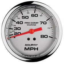 GAUGE; SPEEDOMETER; 3 3/8in.; 80MPH; MECHANICAL; MARINE CHROME image 1