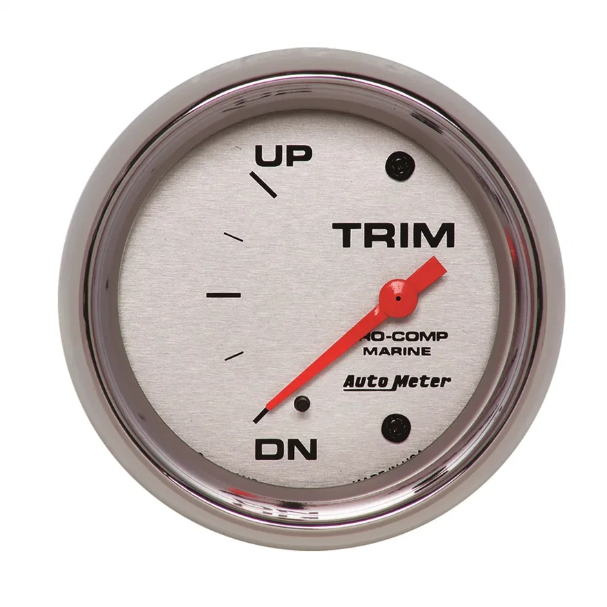 AutoMeter 200767-35, GAUGE; TRIM LEVEL; 2 5/8in.; 0ODOWN-90OUP; ELECTRIC; MARINE CHROME