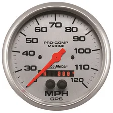 GAUGE; SPEEDOMETER; 5in.; 120MPH; GPS; MARINE SILVER image 1