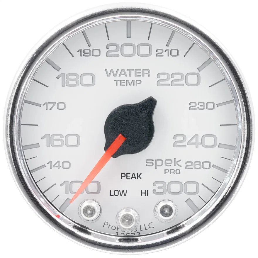 AutoMeter P34611, GAUGE; WATER TEMP; 2 1/16in.; 300deg.F; STEPPER MOTOR W/PEAK/WARN; WHT/CHRM; SPE